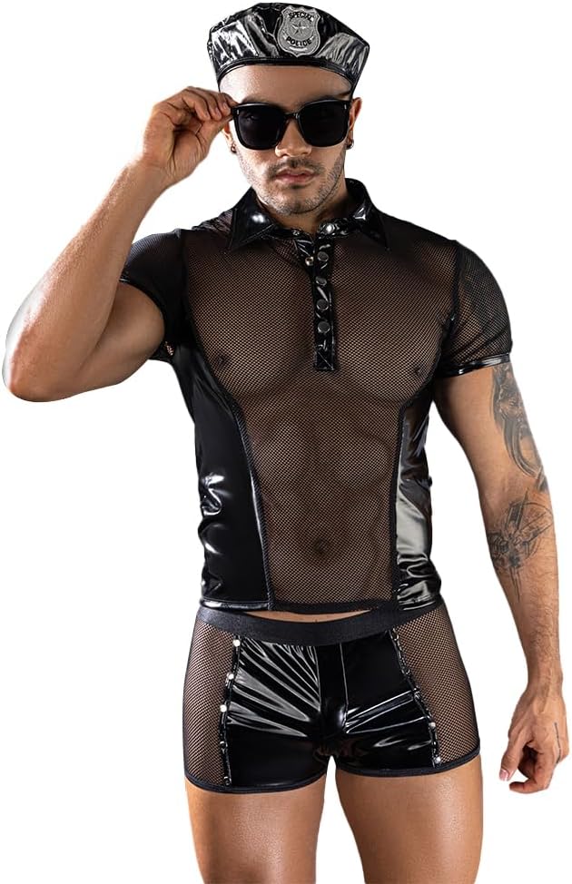 Men's cosplay police Costume cosplay Sexy Underwear Lingerie Pajamas Uniform bar Nightclub Stage Performance party Christmas
