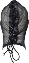 Mesh See Through Masquerade Mask Adjustable Breathable Leather Head Full Face Mask for Costume Halloween Party Hood Mask