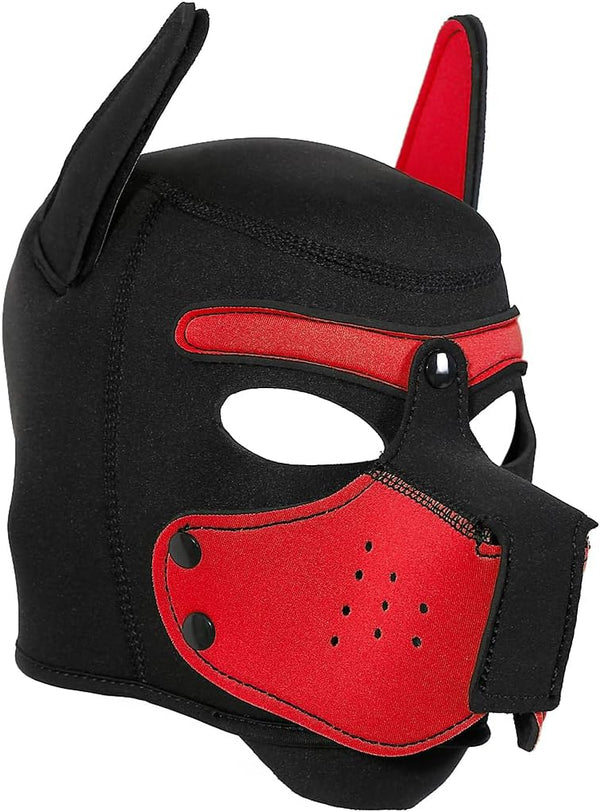 Neoprene Puppy Face Muzzle Dog Removable Full Head Hood Mask With Ears (One Size)