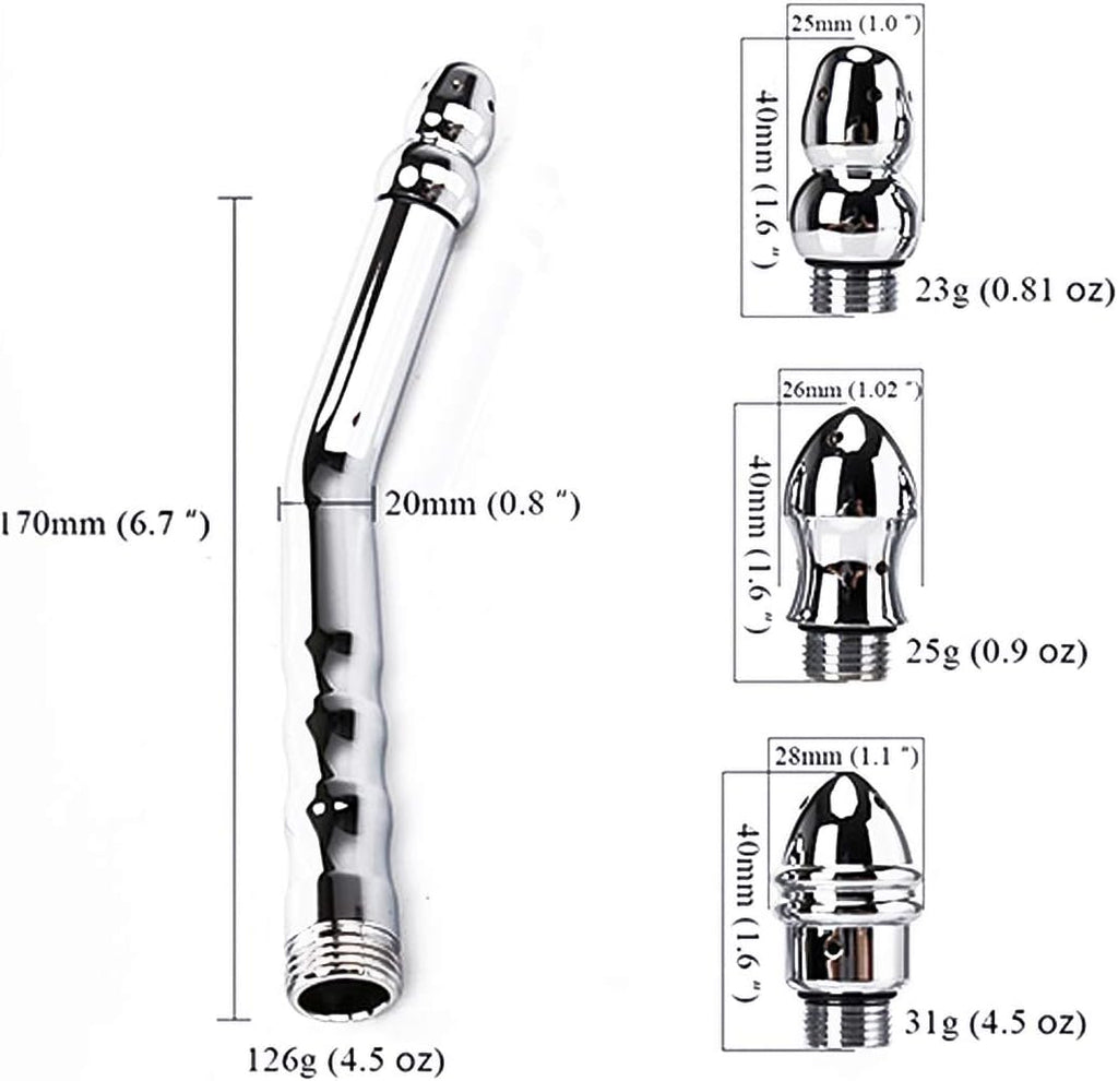 Cleaner Metal Shower Cleaner 3 Heads Aluminum Cleaner Cleansing Colonic Douche System Cleaner(Silver)