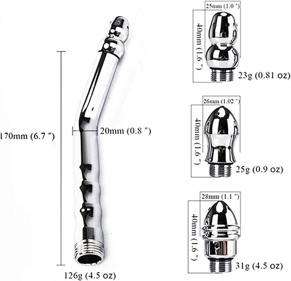 Cleaner Metal Shower Cleaner 3 Heads Aluminum Cleaner Cleansing Colonic Douche System Cleaner(Silver)
