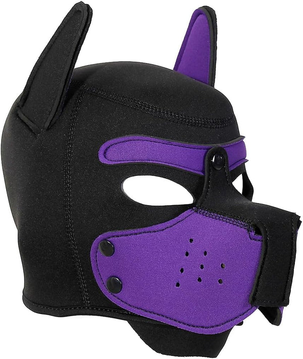 Neoprene Puppy Face Muzzle Dog Removable Full Head Hood Mask With Ears (One Size)