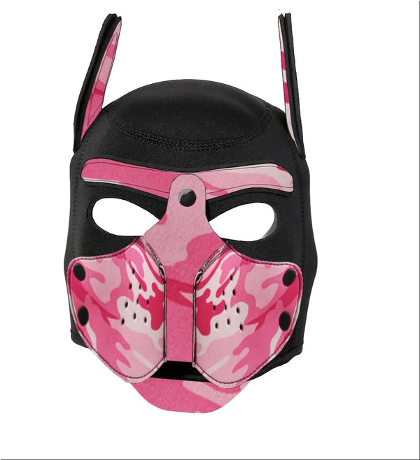 Neoprene Puppy Face Muzzle Dog Removable Full Head Hood Mask With Ears (One Size)