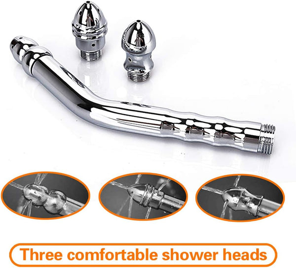 Cleaner Metal Shower Cleaner 3 Heads Aluminum Cleaner Cleansing Colonic Douche System Cleaner(Silver)