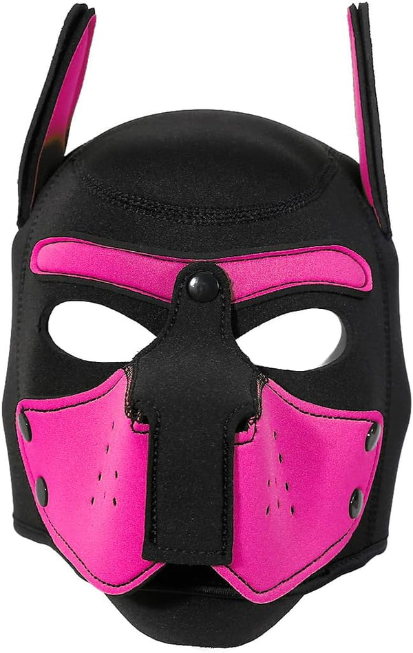 Neoprene Puppy Face Muzzle Dog Removable Full Head Hood Mask With Ears (One Size)