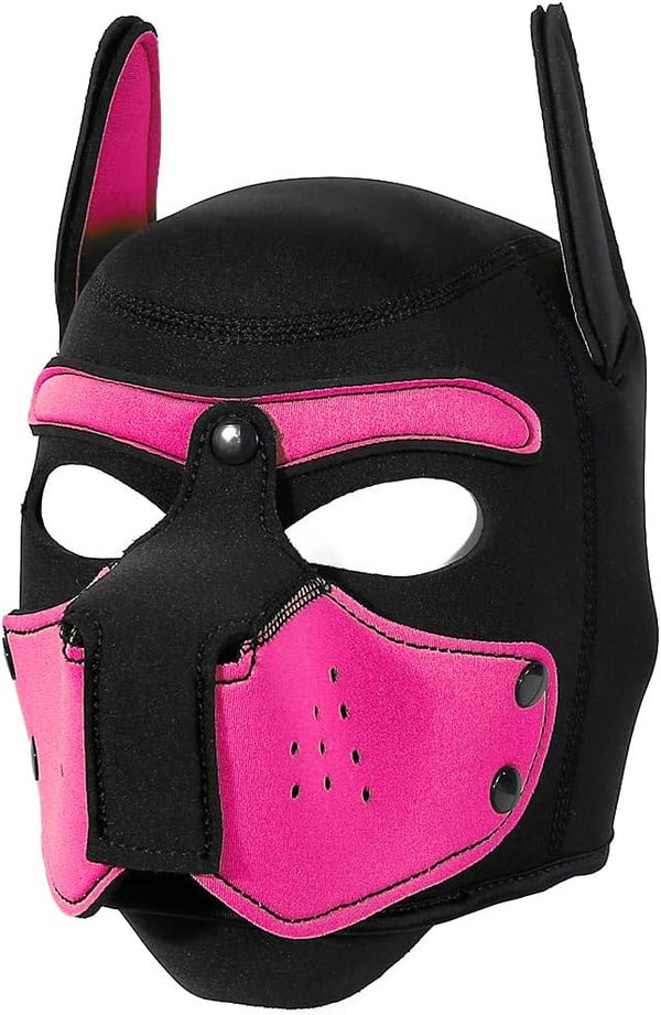 Neoprene Puppy Face Muzzle Dog Removable Full Head Hood Mask With Ears (One Size)