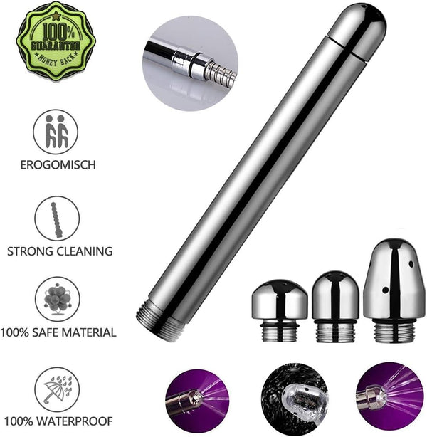 Nozzle Shower 3 Heads Aluminum Cleaner Cleansing Colonic Douche System Cleaner(Silver)