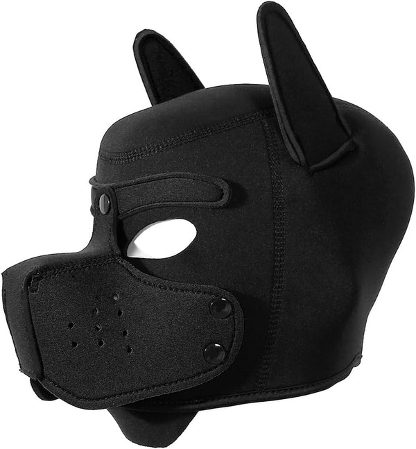 Neoprene Puppy Face Muzzle Dog Removable Full Head Hood Mask With Ears (One Size)