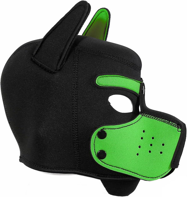 Neoprene Puppy Face Muzzle Dog Removable Full Head Hood Mask With Ears (One Size)