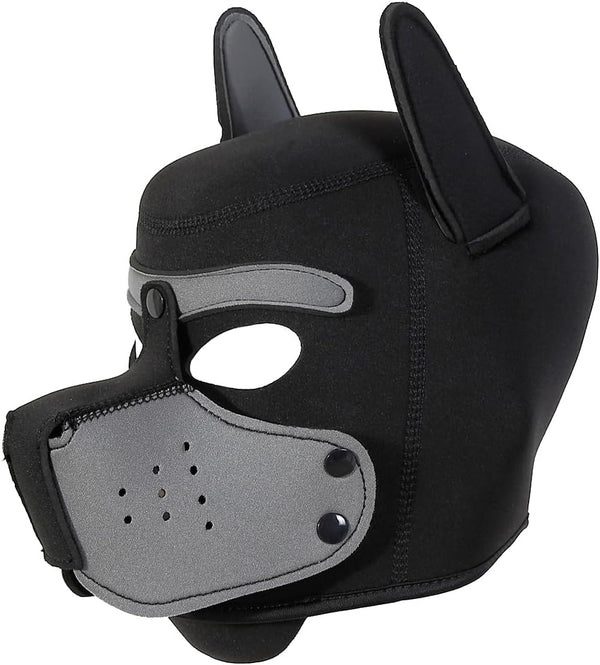 Neoprene Puppy Face Muzzle Dog Removable Full Head Hood Mask With Ears (One Size)
