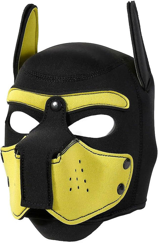 Neoprene Puppy Face Muzzle Dog Removable Full Head Hood Mask With Ears (One Size)