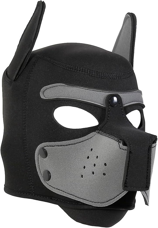 Neoprene Puppy Face Muzzle Dog Removable Full Head Hood Mask With Ears (One Size)