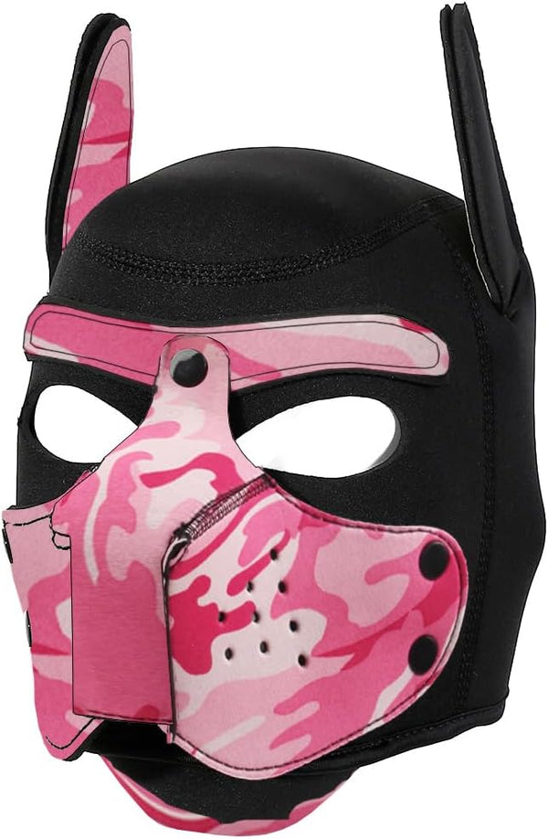 Neoprene Puppy Face Muzzle Dog Removable Full Head Hood Mask With Ears (One Size)