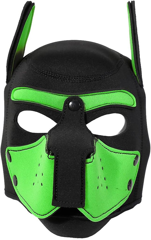 Neoprene Puppy Face Muzzle Dog Removable Full Head Hood Mask With Ears (One Size)