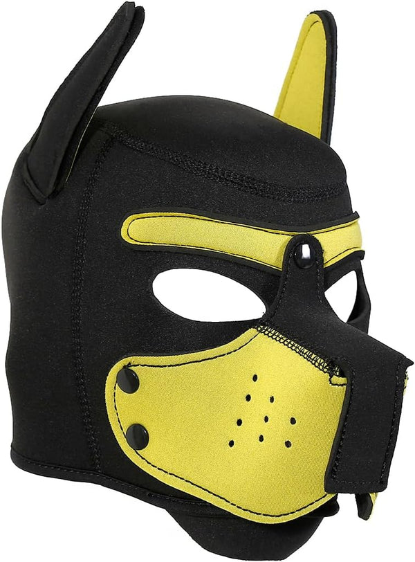 Neoprene Puppy Face Muzzle Dog Removable Full Head Hood Mask With Ears (One Size)