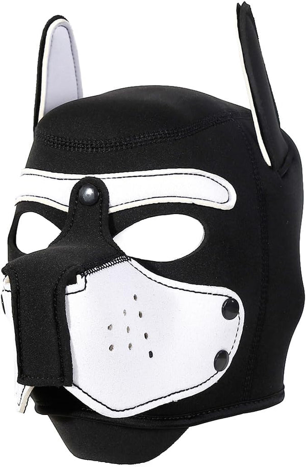 Neoprene Puppy Face Muzzle Dog Removable Full Head Hood Mask With Ears (One Size)