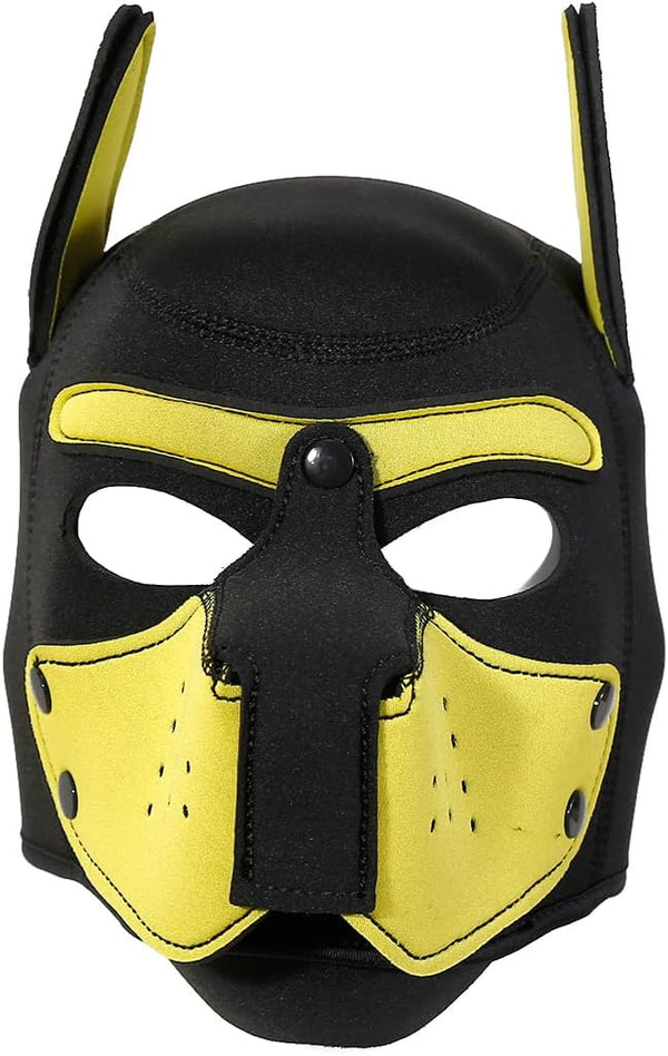 Neoprene Puppy Face Muzzle Dog Removable Full Head Hood Mask With Ears (One Size)