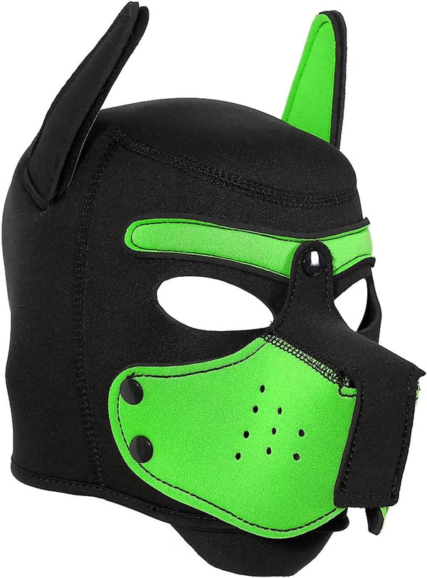 Neoprene Puppy Face Muzzle Dog Removable Full Head Hood Mask With Ears (One Size)