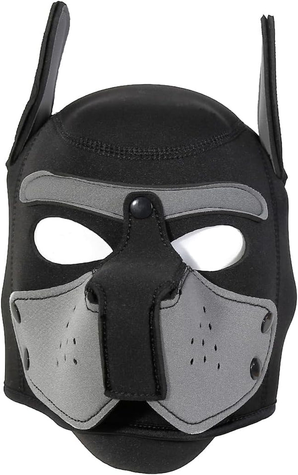 Neoprene Puppy Face Muzzle Dog Removable Full Head Hood Mask With Ears (One Size)