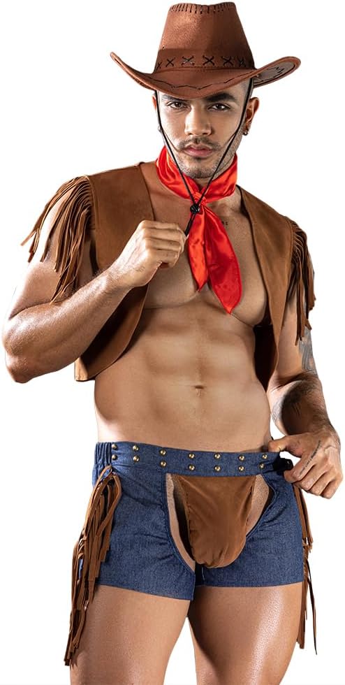 Men's Lingerie cosplay Cowboy Boy Sexy Underwear police Costume Lingerie Pajamas Uniform bar Nightclub Stage Performance party