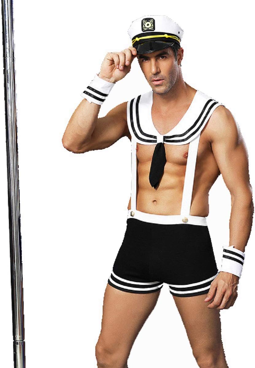 Men's cosplay sailor costume outfit Sexy police Underwear Lingerie Sailor Costume Pajamas Uniform Suit for Stage Officer accessories Christmas