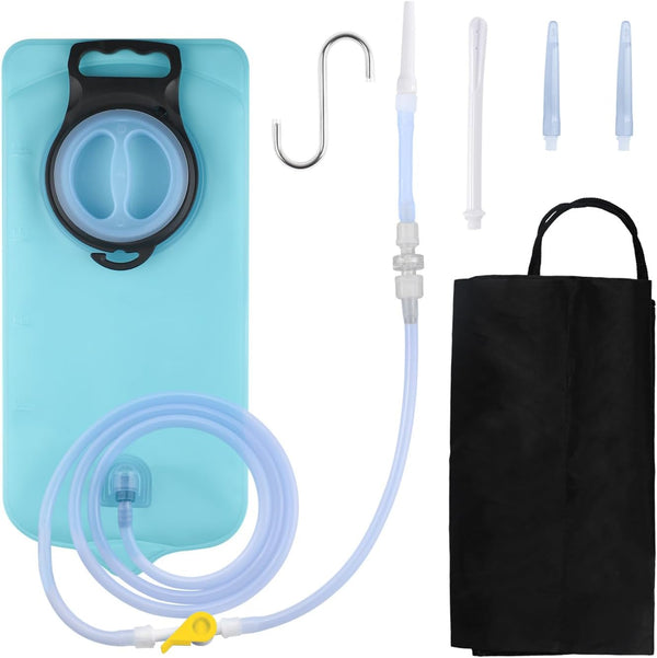 Colon Cleanse Enema Bag Kit with 5.2ft Silicone Hose, 5 Enema Tips and Controllable Flow Valve- Home- 2 Quart Capacity Silicone Enema for Coffee and Water Colon Cleanse for Men and Women (3L)