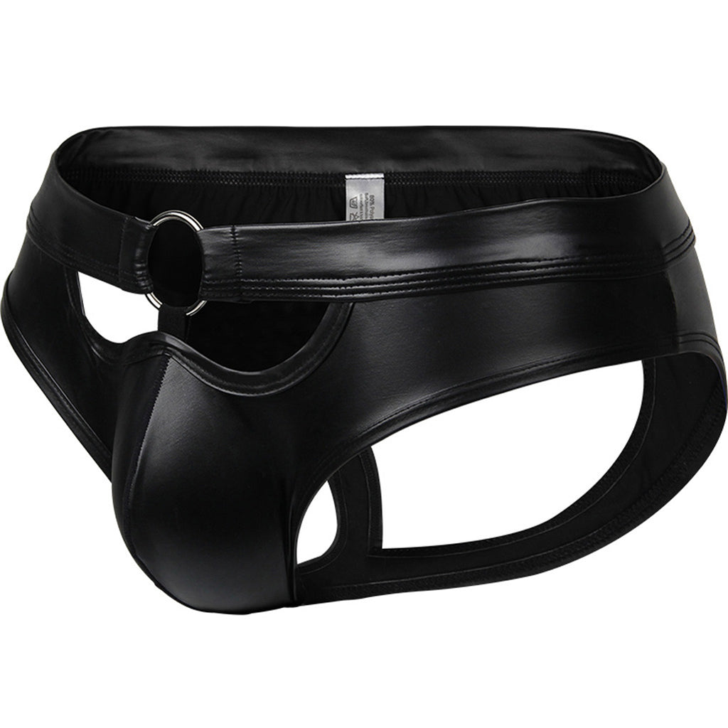 Sexy Mens Faux Leather Underwear Open Butt Briefs Jockstrap Panties Gay Thongs