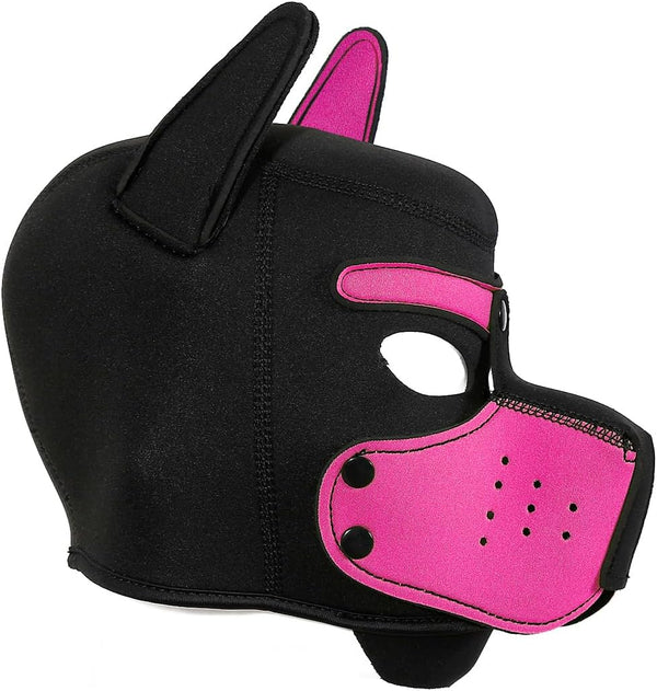 Neoprene Puppy Face Muzzle Dog Removable Full Head Hood Mask With Ears (One Size)