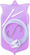 Abyclean Non-Toxic Silicone Enema Bag Kit BPA and Phthalates Free Anal Douche for Colon Cleansing with Hose, 3 Nozzle (2 Quart Transparent)