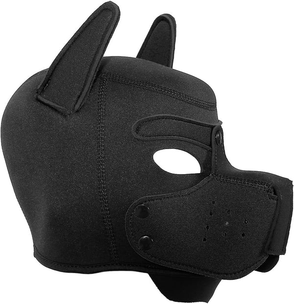 Neoprene Puppy Face Muzzle Dog Removable Full Head Hood Mask With Ears (One Size)