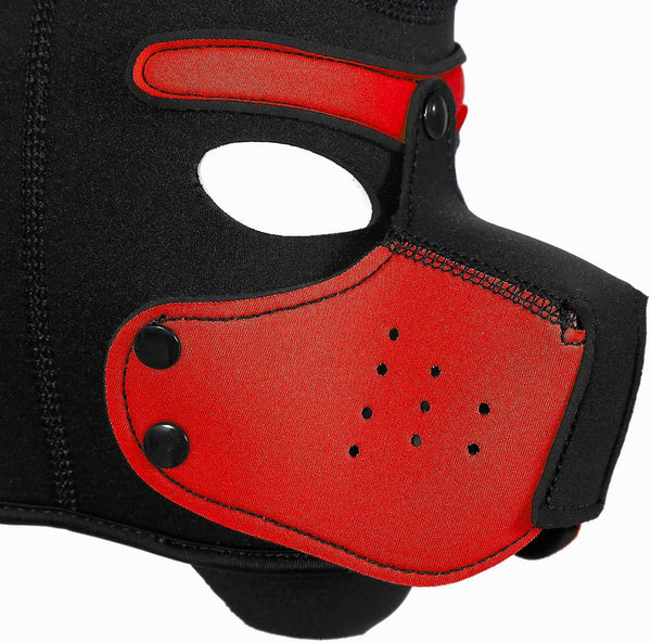 Neoprene Puppy Face Muzzle Dog Removable Full Head Hood Mask With Ears (One Size)
