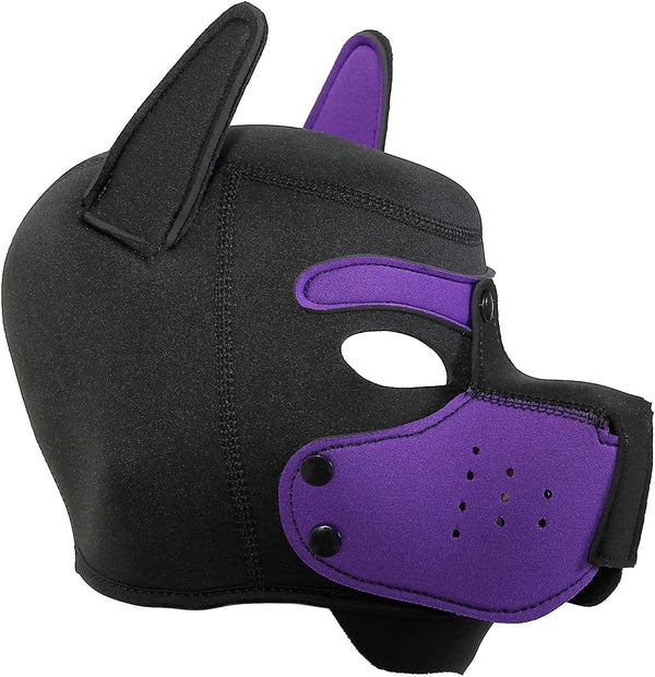 Neoprene Puppy Face Muzzle Dog Removable Full Head Hood Mask With Ears (One Size)