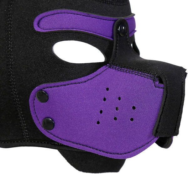 Neoprene Puppy Face Muzzle Dog Removable Full Head Hood Mask With Ears (One Size)