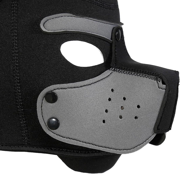 Neoprene Puppy Face Muzzle Dog Removable Full Head Hood Mask With Ears (One Size)
