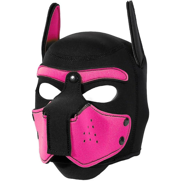 Neoprene Puppy Face Muzzle Dog Removable Full Head Hood Mask With Ears (One Size)