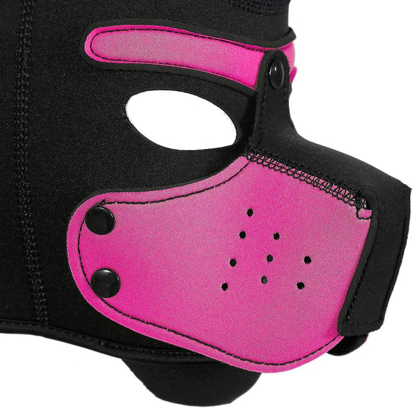 Neoprene Puppy Face Muzzle Dog Removable Full Head Hood Mask With Ears (One Size)