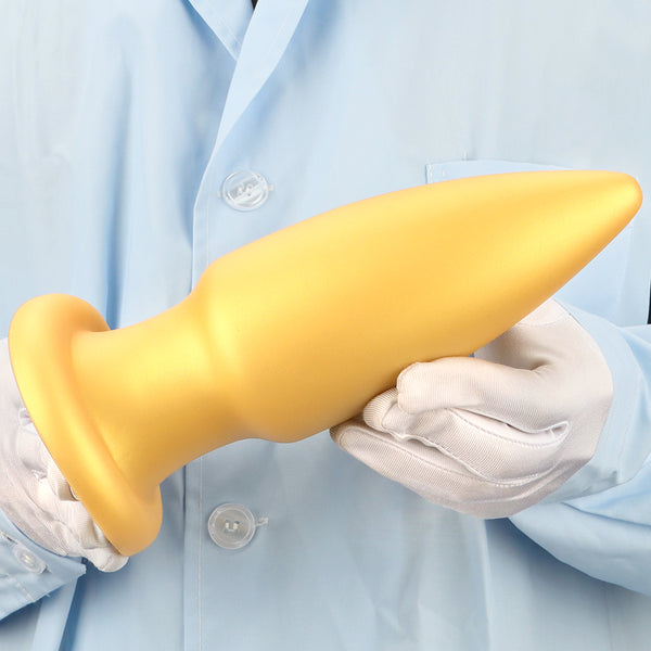 8.85in Premium Gold Soft Liquid Silicone Big Butt Plug Dildo Adult Toy