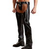 Men's Sexy Leather Chaps with Zipper and Thong