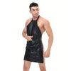 Men's Apron PU Leather Collar Sexy Skirt Sleeveless Pendant Club Clothing