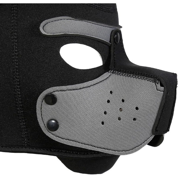 Neoprene Puppy Face Muzzle Dog Removable Full Head Hood Mask With Ears (One Size)