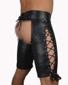 New Fashion Imitation Leather Lace-up Sexy Spanking Shorts Men's Bodybuilding Fitness Briefs Fetish Men's Club Clothing Sexy Clothing