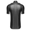 Men's Sexy Glossy PU Tight-fitting Lapel Short Sleeve Stretchy Clubwear T-shirt