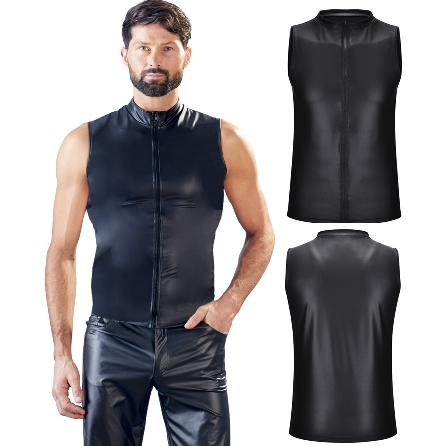 Matte Leather Sleeveless Chic Shirt