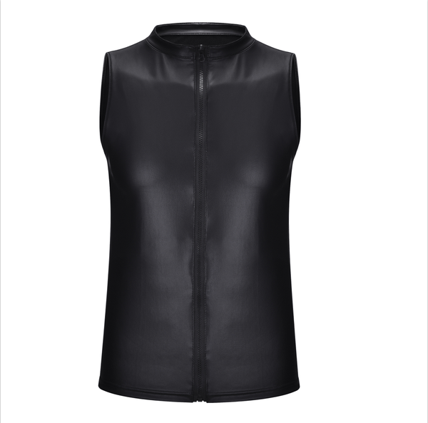 Matte Leather Sleeveless Chic Shirt