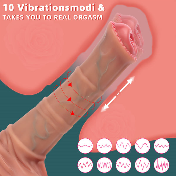 8.85in 4in1 Heating Thrusting Vibrating Rotation Remote Horse Animal Dildo