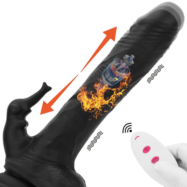 Black Realistic 3-in-1 Dildo Clit Vibrator G-Spot Massager Big Sex Toy For Women