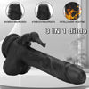Black Realistic 3-in-1 Dildo Clit Vibrator G-Spot Massager Big Sex Toy For Women