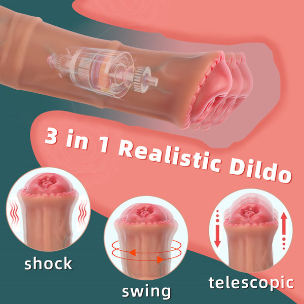 8.85in 4in1 Heating Thrusting Vibrating Rotation Remote Horse Animal Dildo