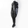 Black leather bondage full body tied leather lace-up suit