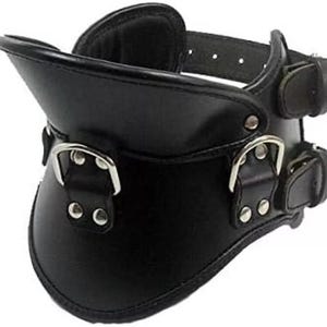 Genuine Leather Slave Posture Collar Bondage Neck Restraint/Unisex Luxury Leather Neck Collar